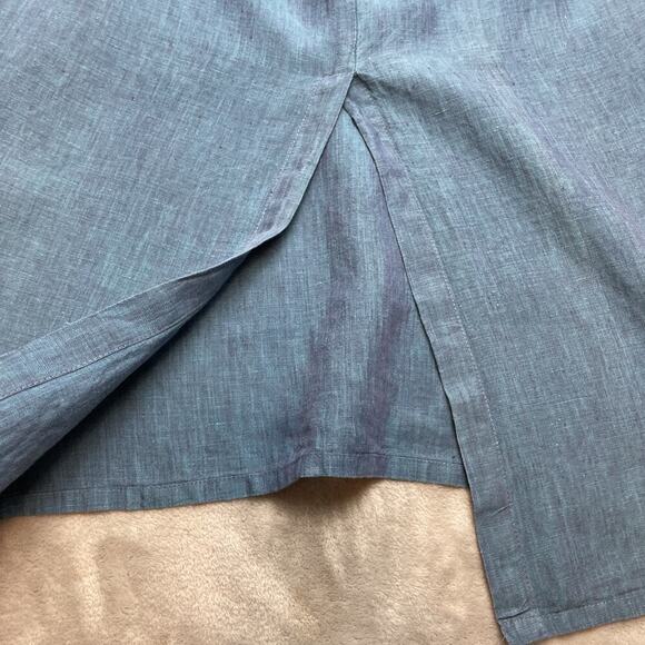 Vintage Timbuktu Station 100% Linen Skirt Womens 1/M Blue Pockets Pull On Maxi - Picture 6 of 8